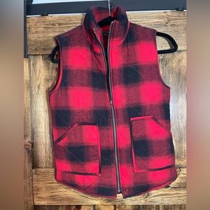 Red and black plaid quilted vest